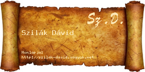 Szilák Dávid névjegykártya